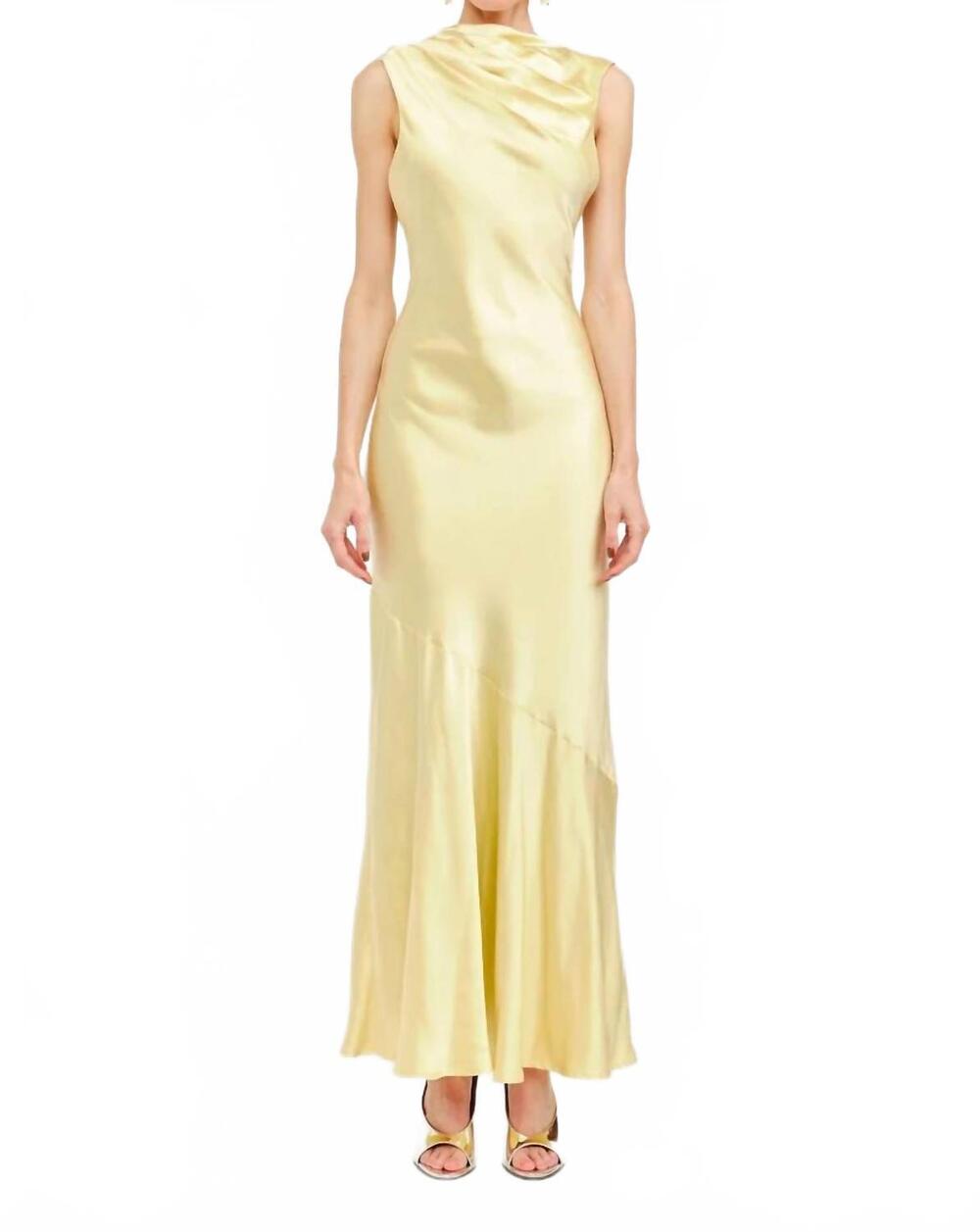 NEW SOFIE THE LABEL sienna satin dress in buttercream